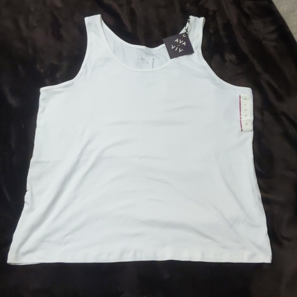 Ava & Viv White Tank Top. 4X (New with Tag)